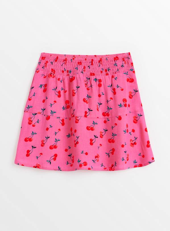 Pink Cherry Print Crinkle Skirt 13 years